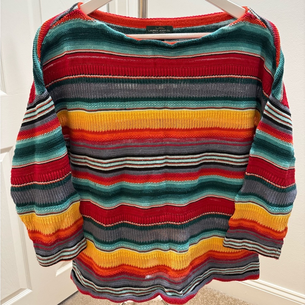 Ralph Lauren Multicolor Striped Cotton/Linen Blend Sweater